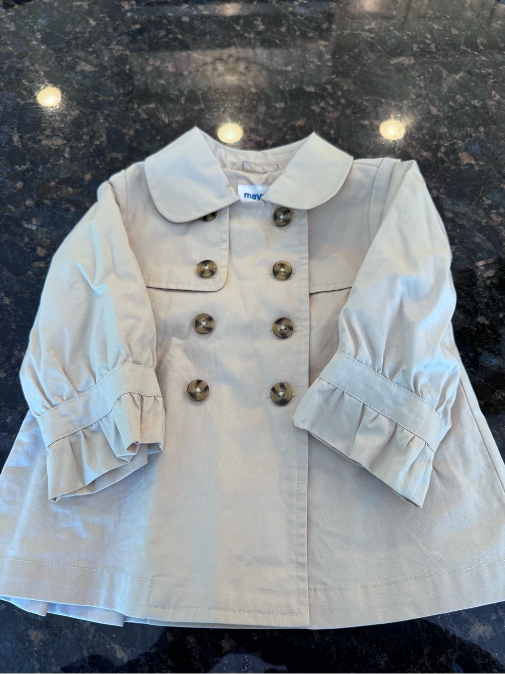 Mayoral Light Beige Double-Breasted Pea Coat for Kids